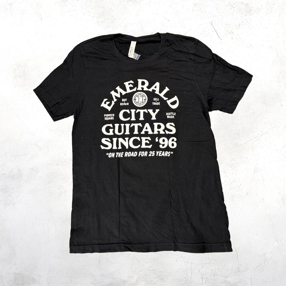 🎸 Emerald City Guitars Shirt Seattle 25th Anniversary Tee Black M Rock Music